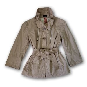 J. Crew Trench Coat Rain Jacket Belted Ruffle XS